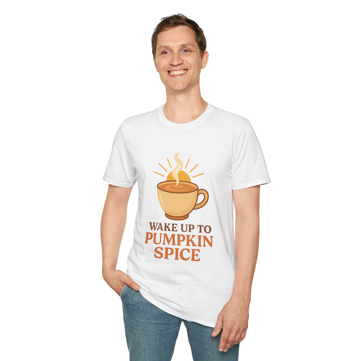 Wake Up To Pumpkin Spice Autumn Coffee Graphic Tee, Cozy Fall Season Latte T-Shirt - Trending Now - September 2026