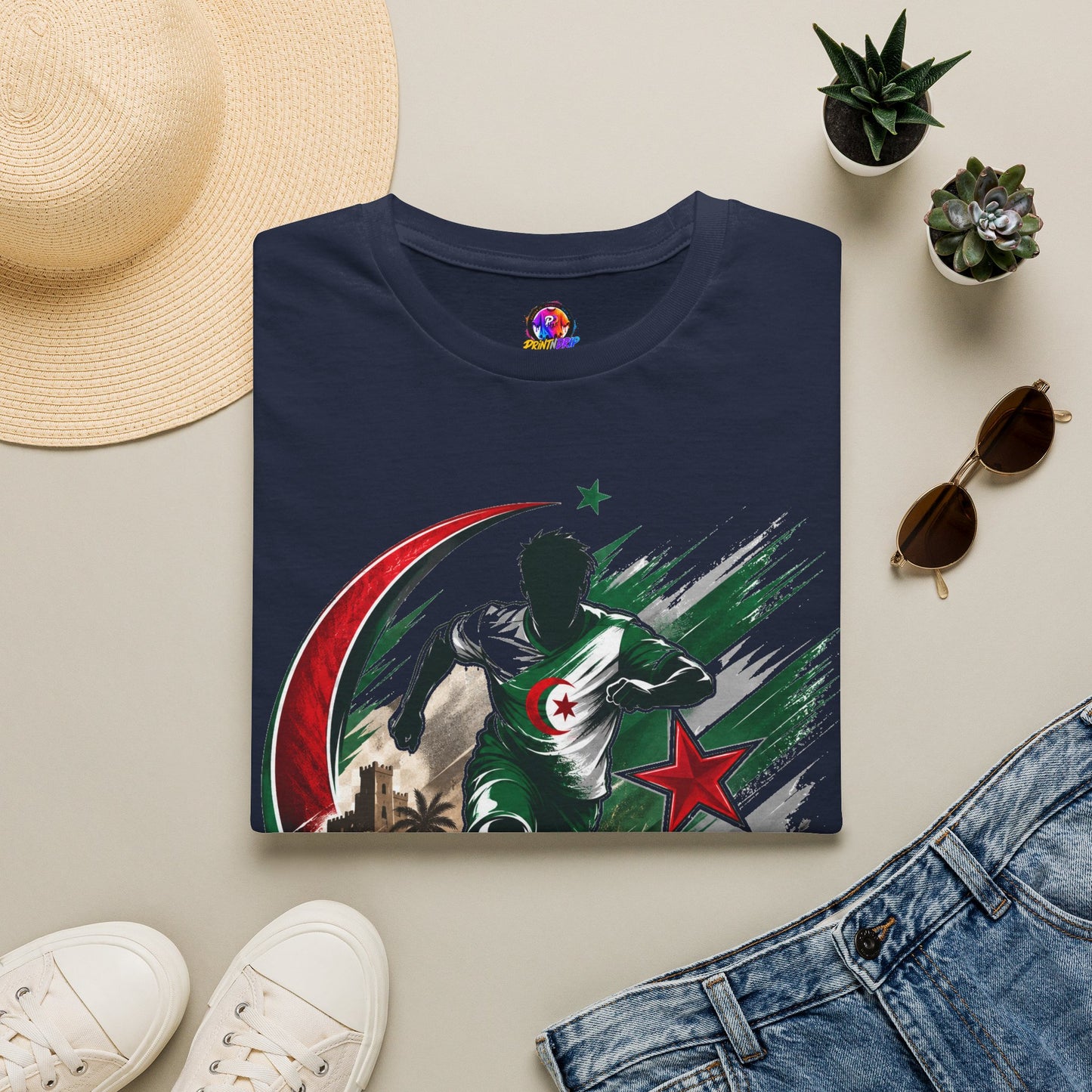 Algeria Football Fan Tee — "Green Desert Fire" Soccer Shirt