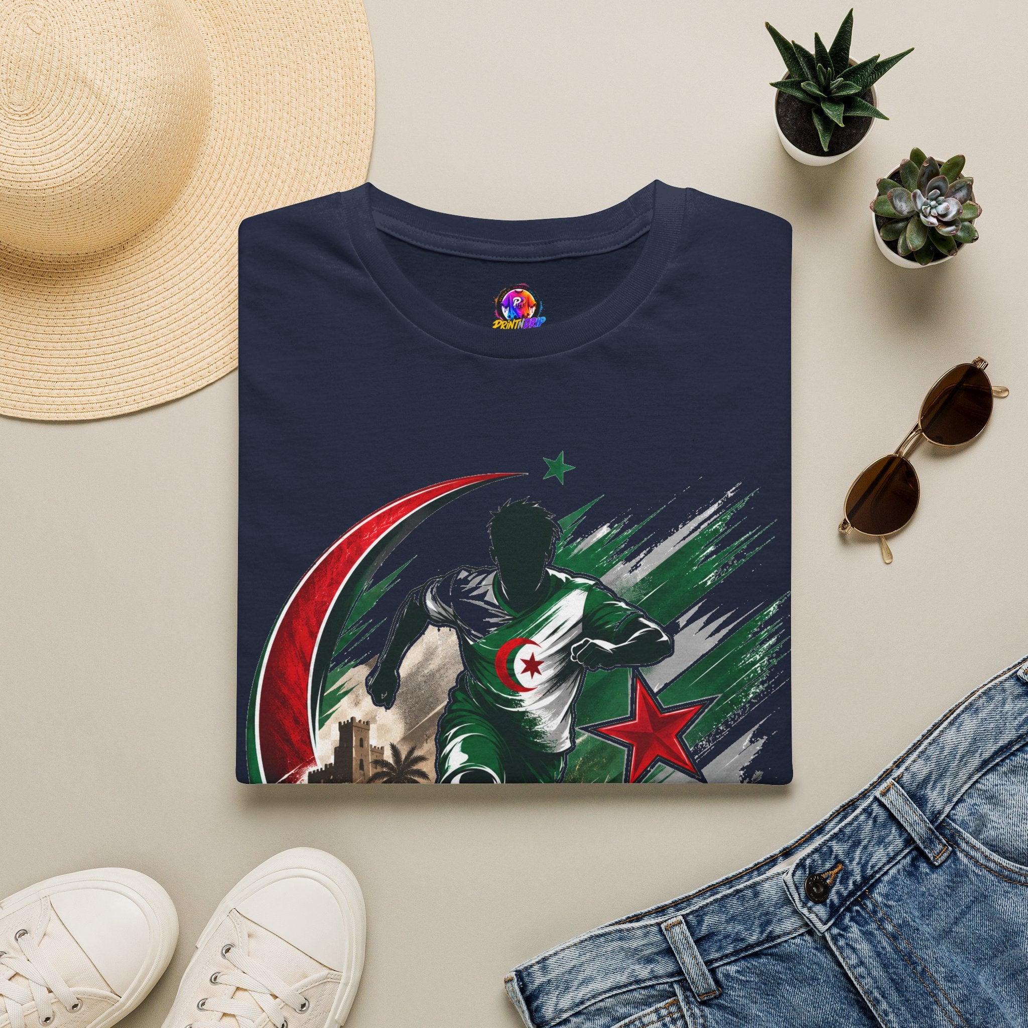Algeria Football Fan Tee — "Green Desert Fire" Soccer Shirt