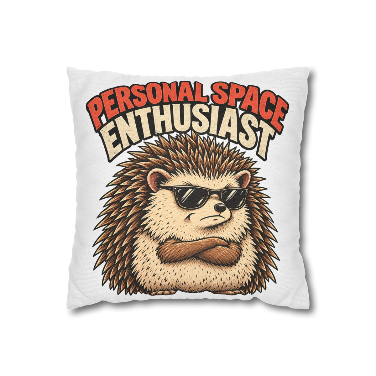 Personal Space Enthusiast Hedgehog Pillowcase — Funny Decorative Throw Pillow Cover