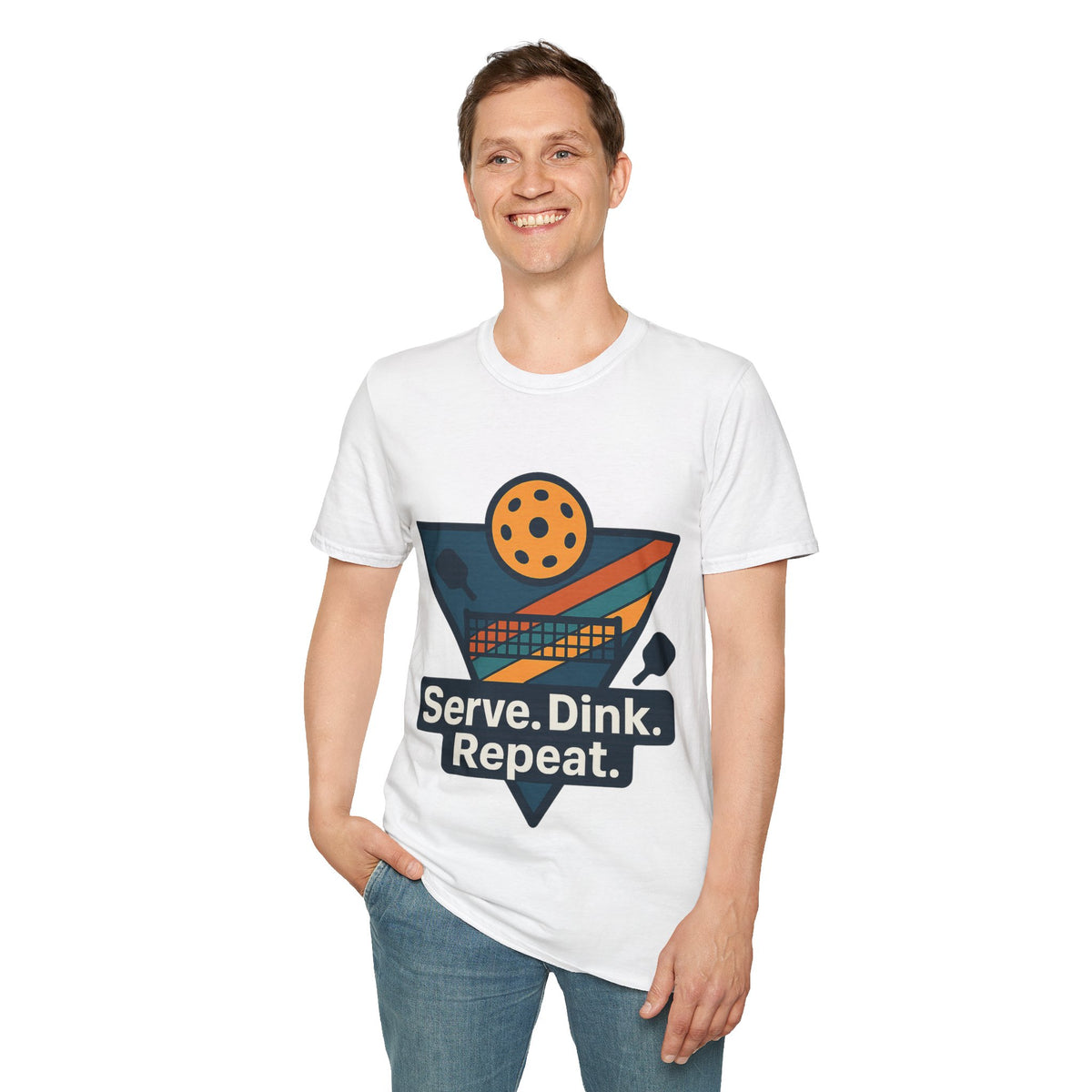 Pickleball T-Shirt — Retro Paddle & Ball Design with “Serve. Dink. Repeat.” Slogan - Trending Now - August 2026
