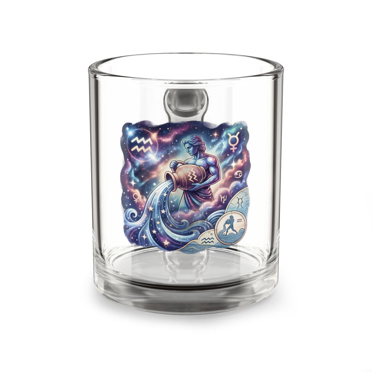Aquarius Zodiac Glass Mug — 10oz Celestial Horoscope Coffee Cup