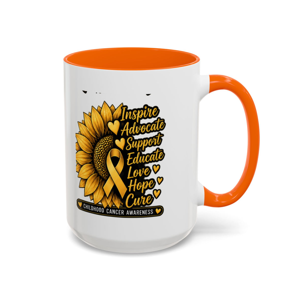 Childhood Cancer Awareness Sunflower Accent Coffee Mug (11/15oz)