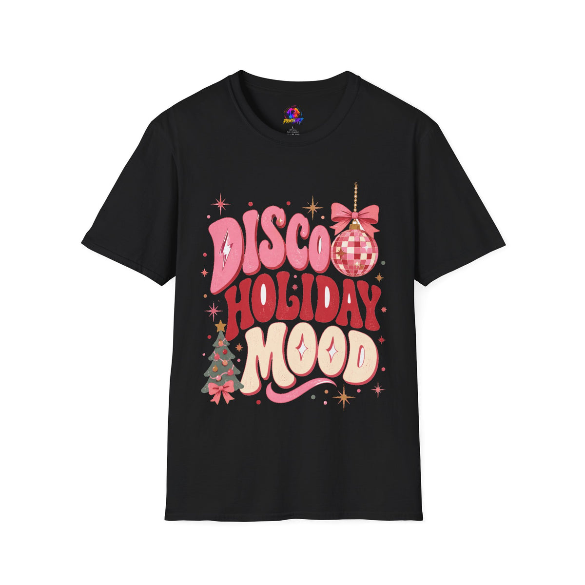 Disco Holiday T-Shirt — Retro Pink Disco Ball Christmas Tee