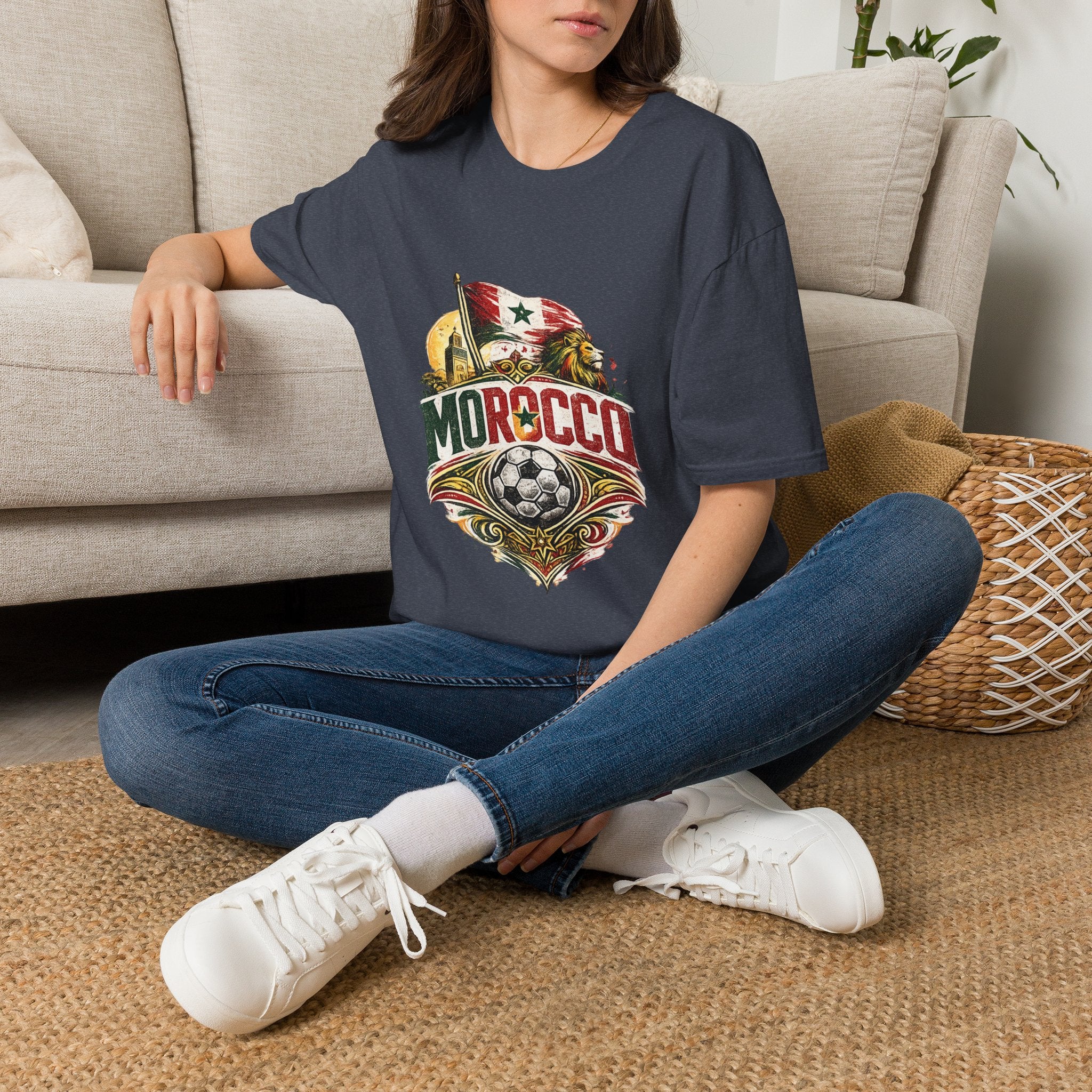 Morocco Soccer T-Shirt — Vintage Flag & Lion Football Tee
