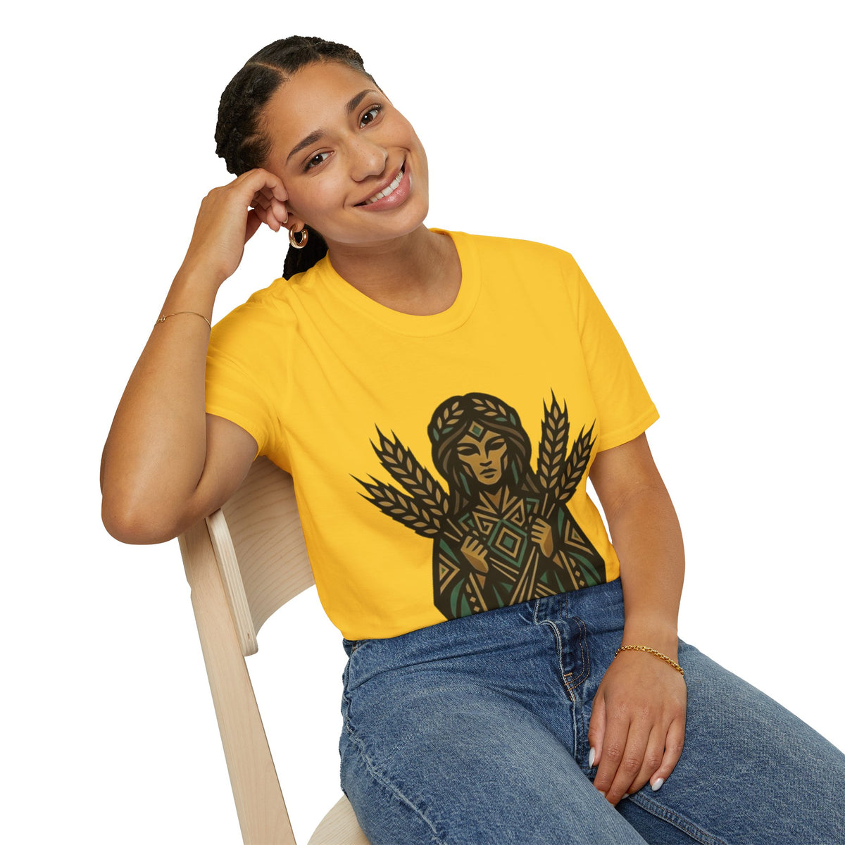 Harvest Goddess T-Shirt — Wheat Spirit Floral Pagan Shirt