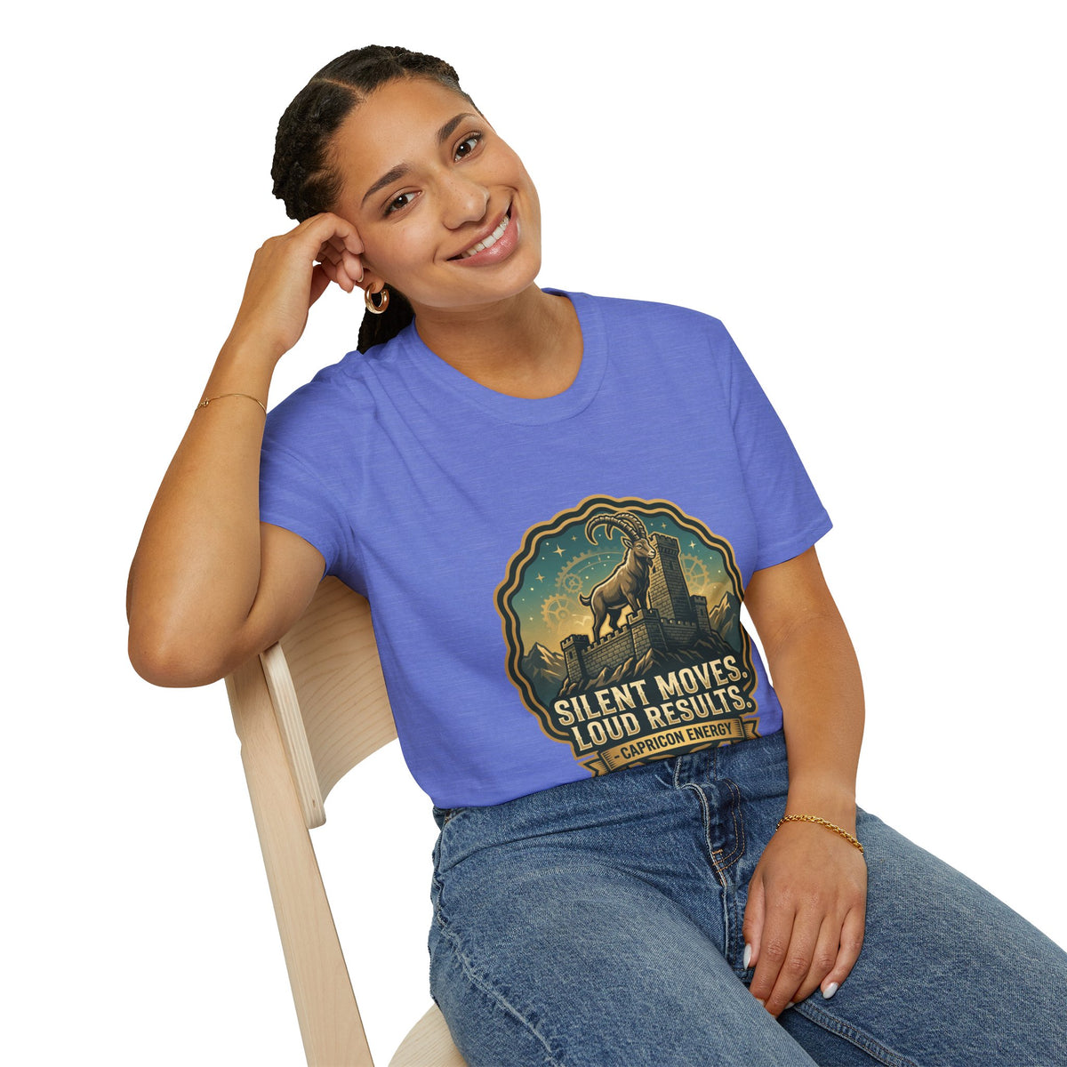 Silent Moves, Loud Results Goat Graphic Tee — Motivational Mountain Goat Shirt
