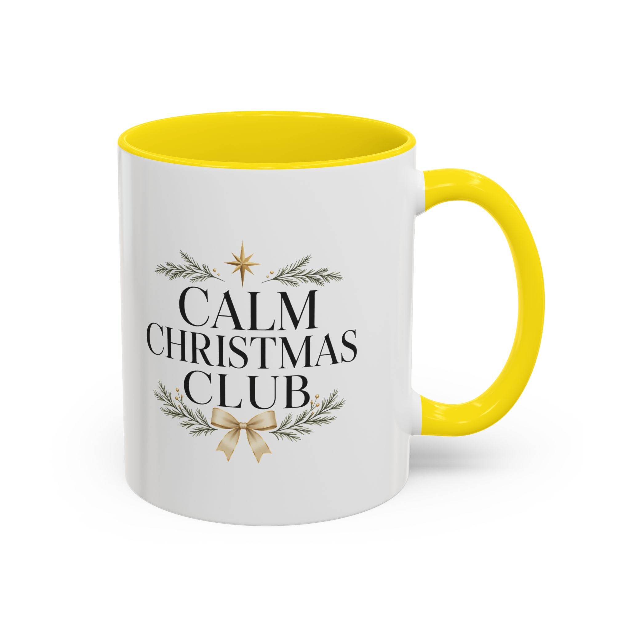 Christmas Calm Christmas Club Accent Coffee Mug — Holiday Floral Wreath