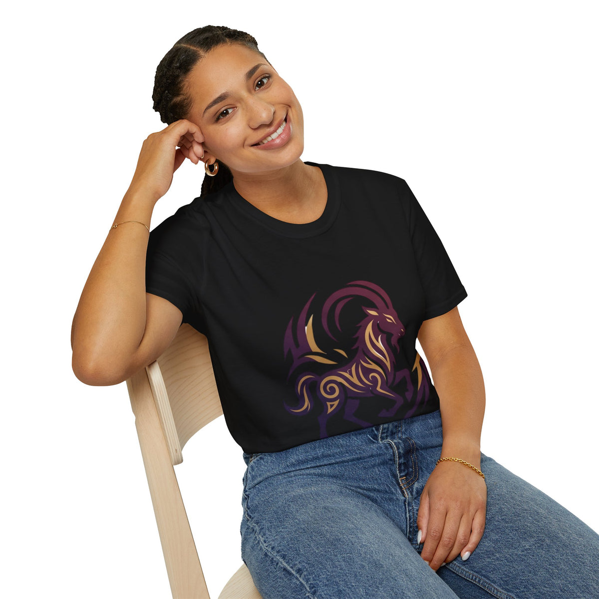 Capricorn Goat Tribal Graphic T-Shirt — Bold Goat Illustration Tee