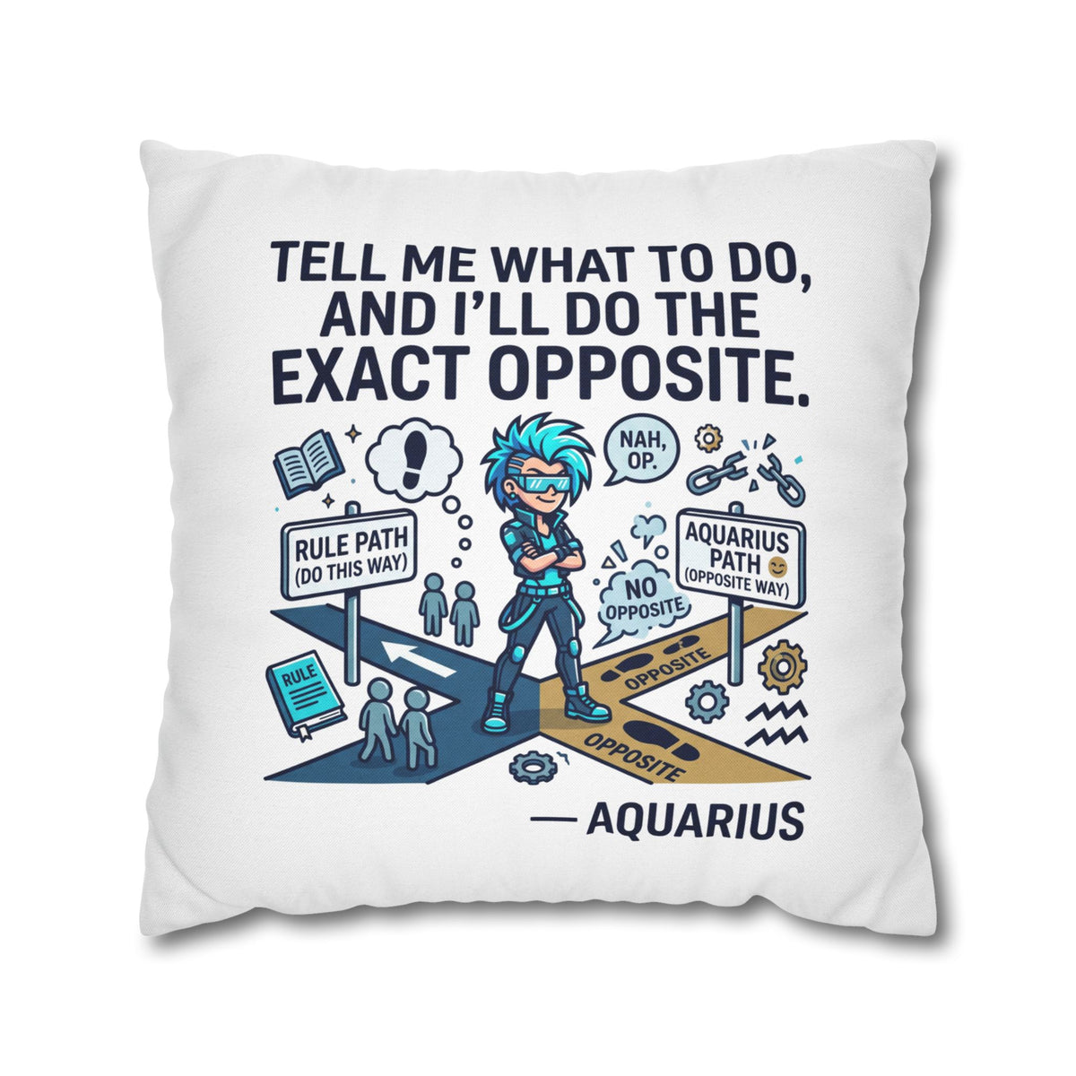 Aquarius Zodiac Spun Polyester Square Pillowcase