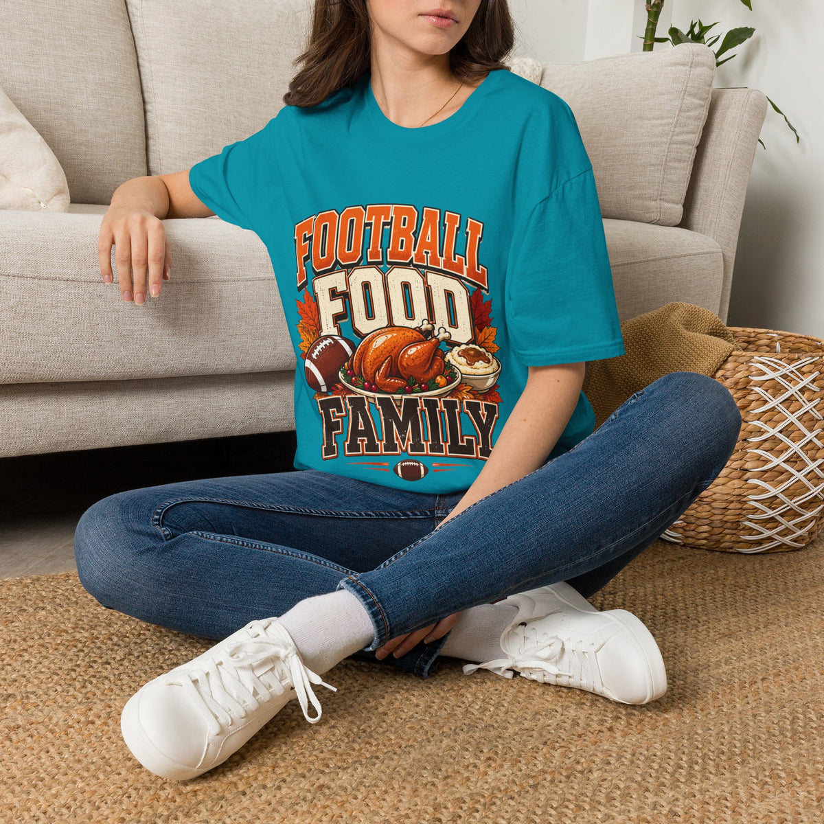 Thanksgiving T-Shirt Football Food Family T-Shirt — Thanksgiving Tailgate Tee for Fans