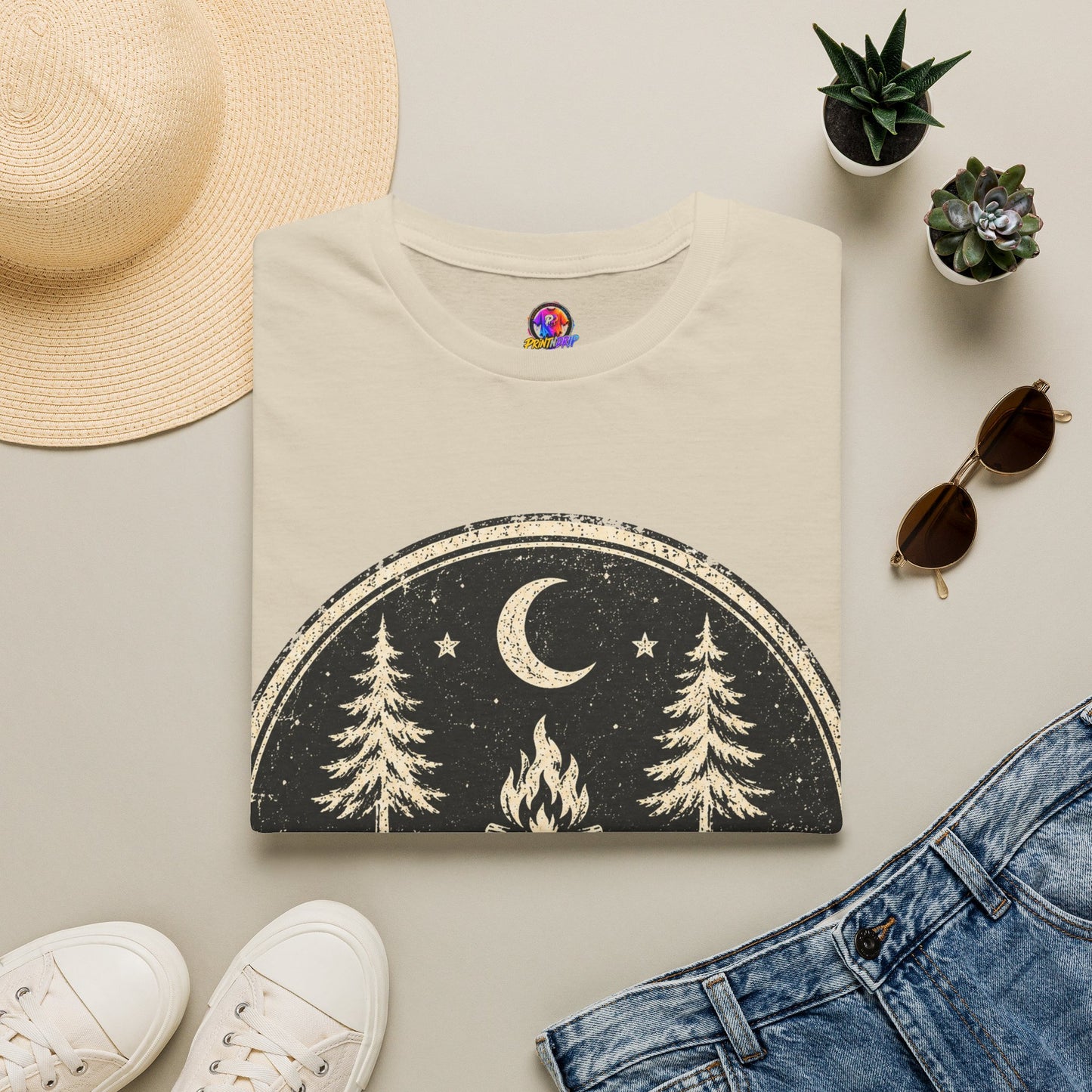 Campfire After Dark Tee — Vintage Wilderness Camping T-Shirt