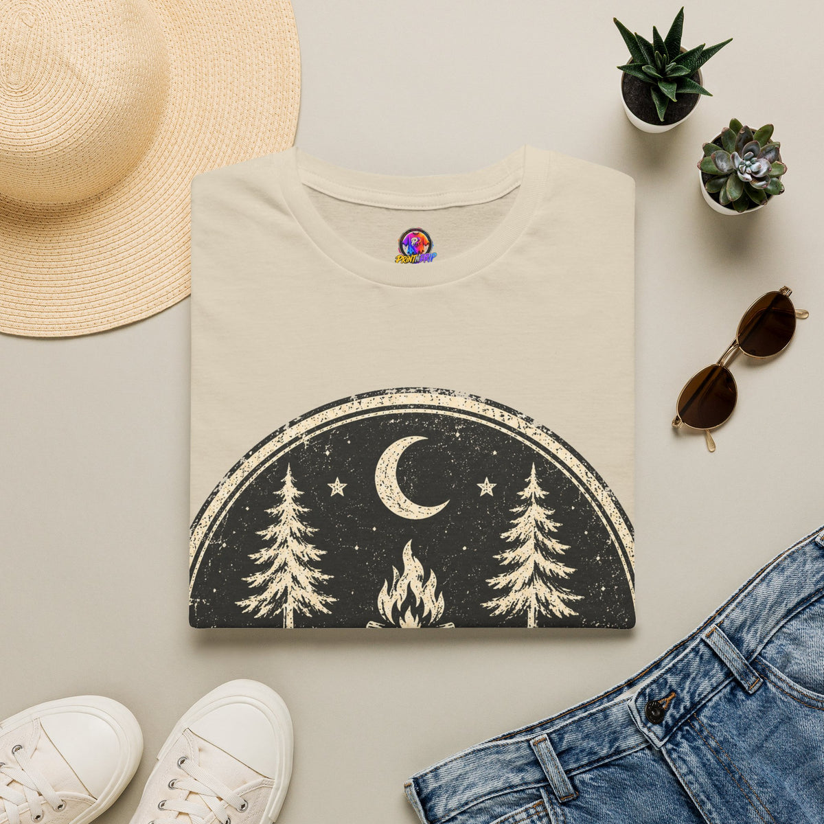 Campfire After Dark Tee — Vintage Wilderness Camping T-Shirt