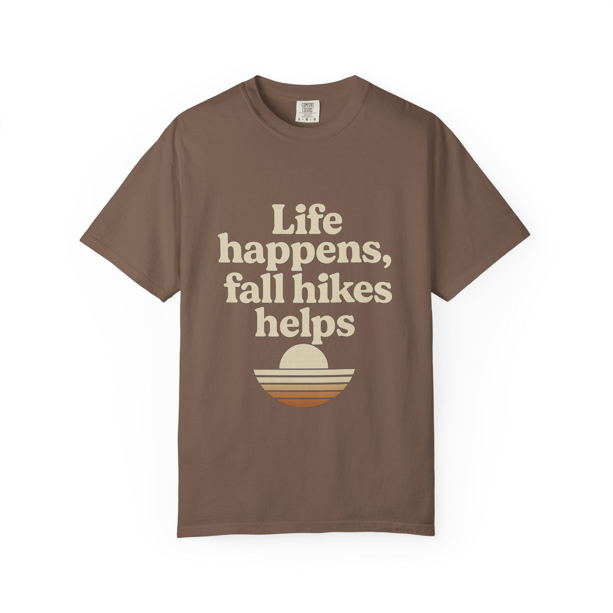 Fall Hikes T‑Shirt — "Life Happens, Fall Hikes Helps" Retro Sunset Tee - Trending Now - October 2026