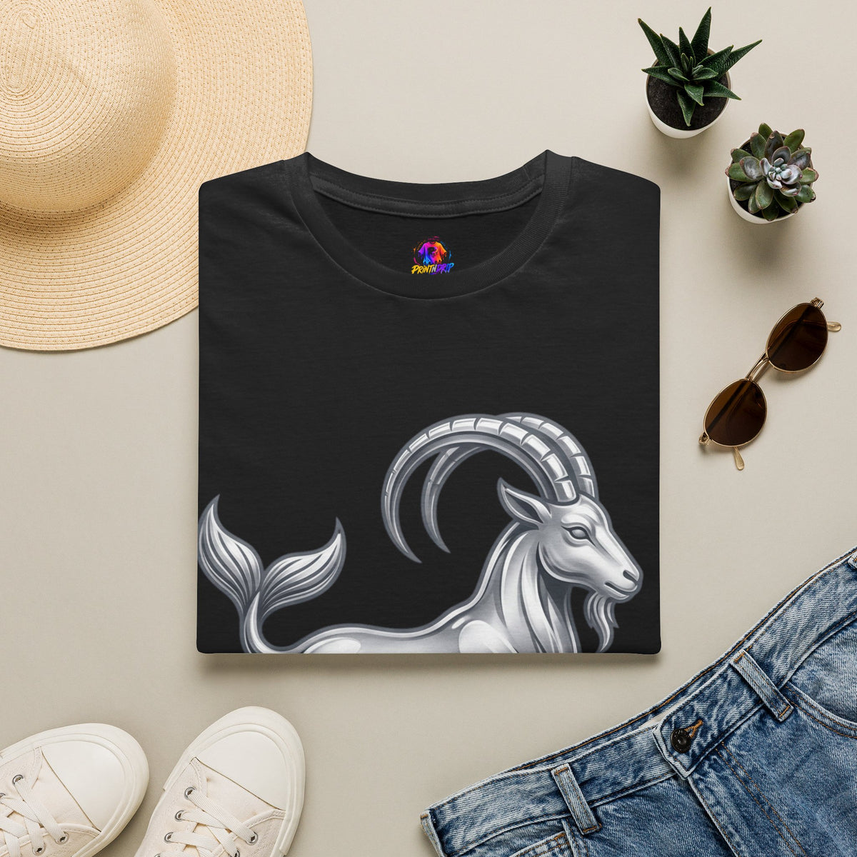 Capricorn Goat Zodiac T-Shirt — Mythical Sea-Goat Horoscope Tee