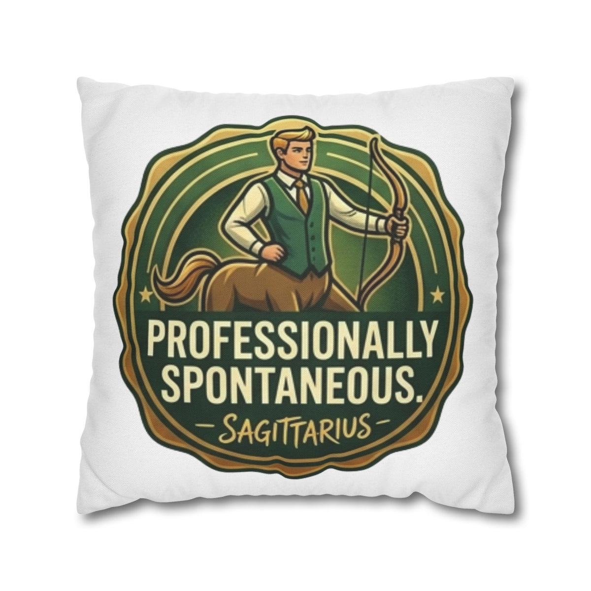 Sagittarius Pillowcase — "Professionally Spontaneous" Zodiac Decor