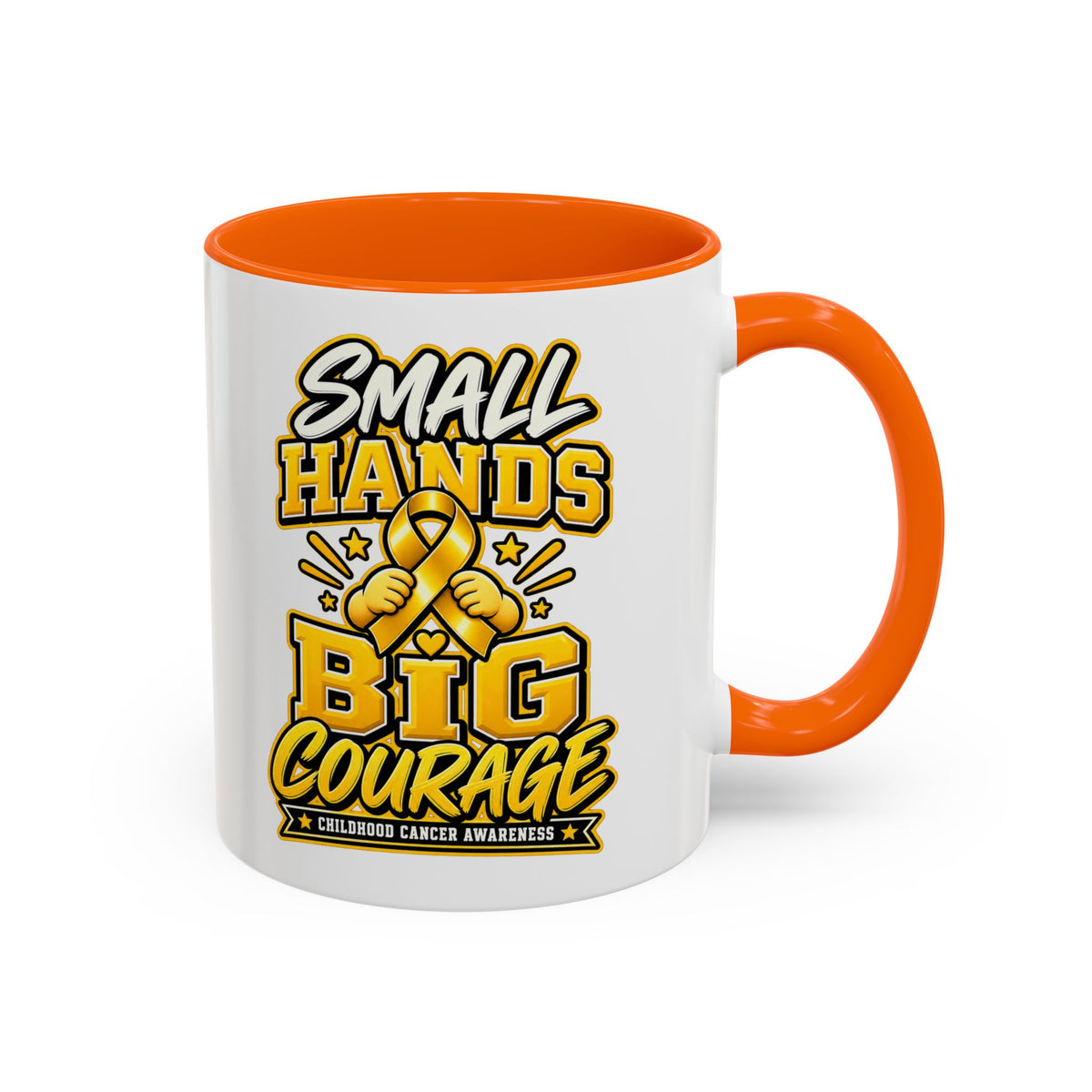 Coffee Mug - "Small Hands Big Courage" Childhood Cancer Awareness Accent Mug