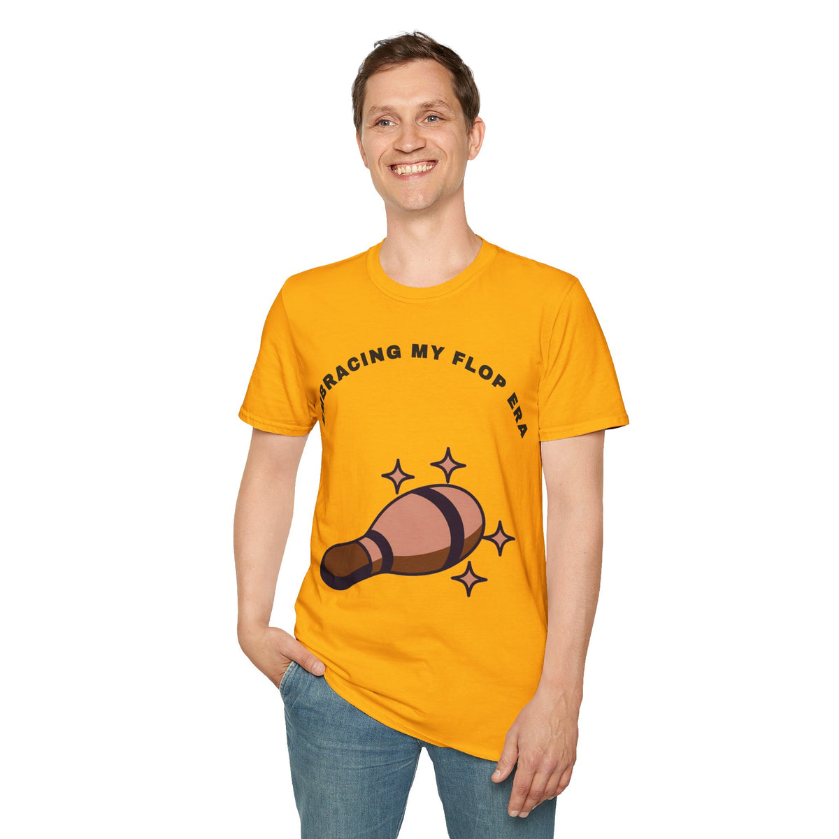 T-Shirt — "Embracing My Flop Era" Funny Self-Love Graphic Tee (Bowling Pin Design) - Trending Now - September 2026