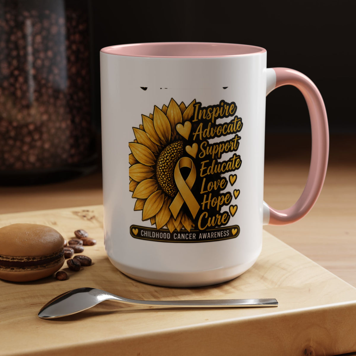 Childhood Cancer Awareness Sunflower Accent Coffee Mug (11/15oz)