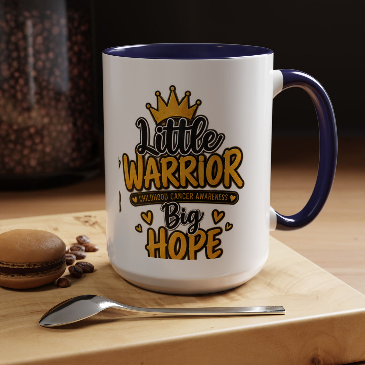 Little Warrior Childhood Cancer Awareness Coffee Mug – "Big Hope" Accent Mug