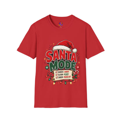 Santa Mode T-Shirt — Holiday Christmas Graphic Tee with Santa Hat