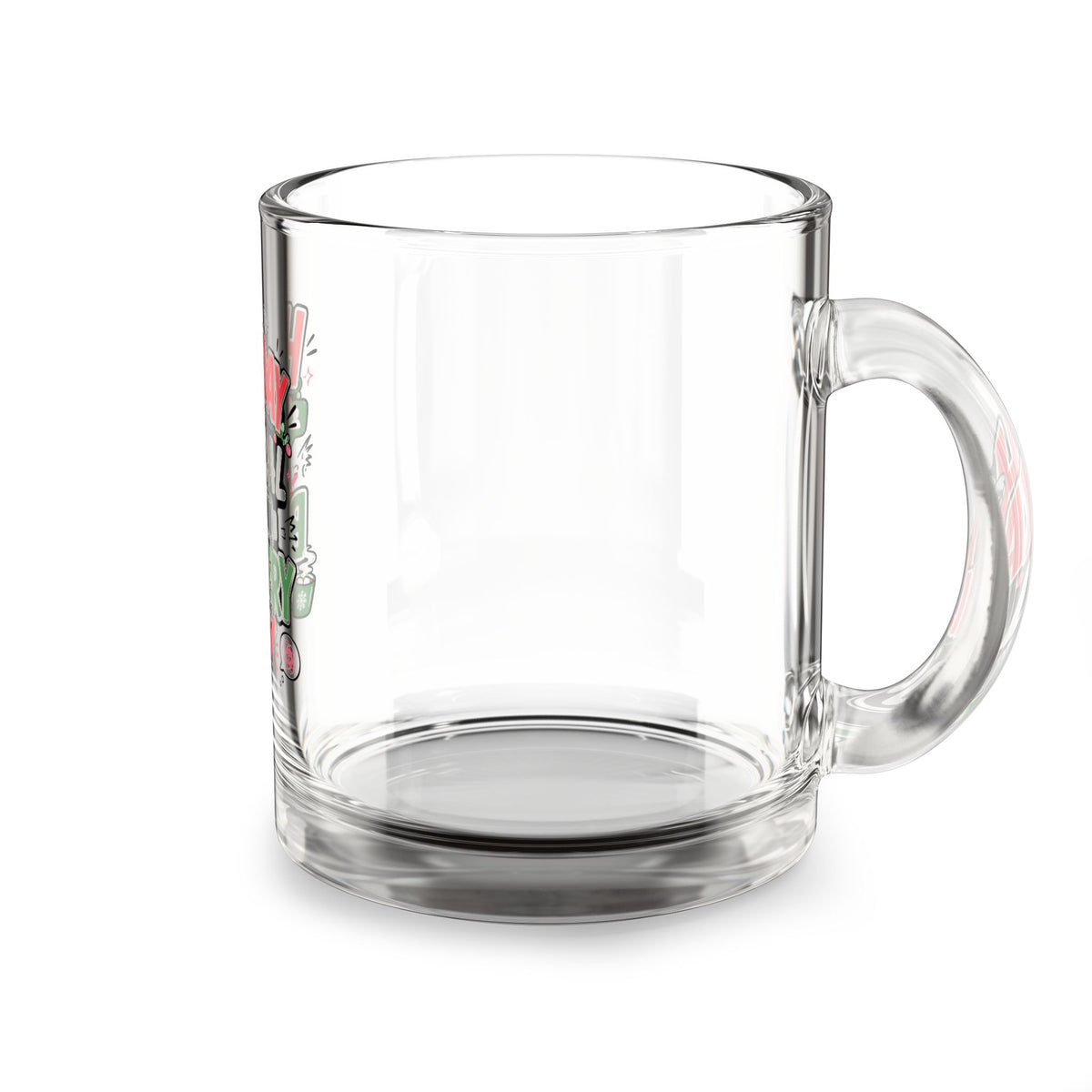 Modern Day Christmas Glass Mug  10oz Glass Mug — "Holiday Social Battery Low" Funny Christmas Coffee Cup