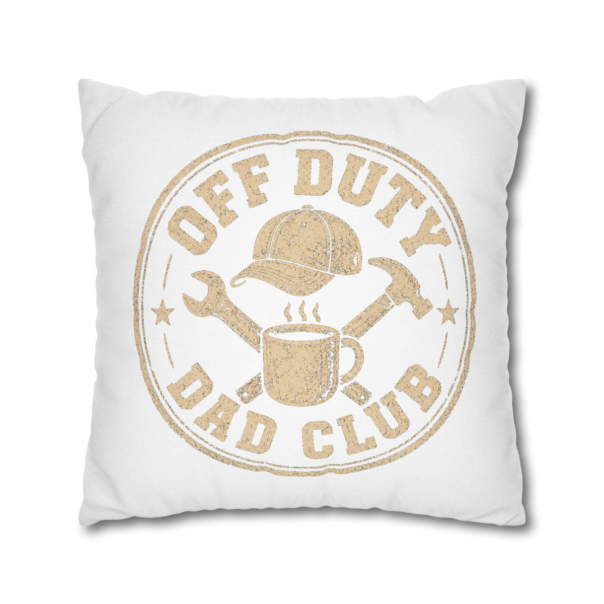 Off Duty Dad Club Pillowcase — Rustic Father's Day Decorative Throw Pillow Cover Milo Bailey Dog Dad Mom
