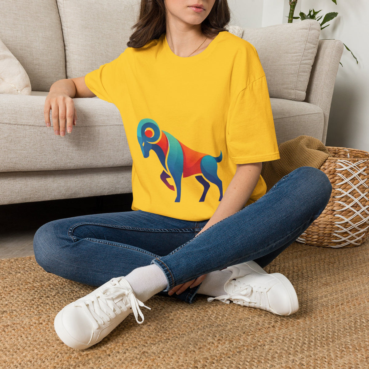 Aries Zodiac  Colorful Ram T-Shirt — Abstract Multicolor Aries Graphic Tee