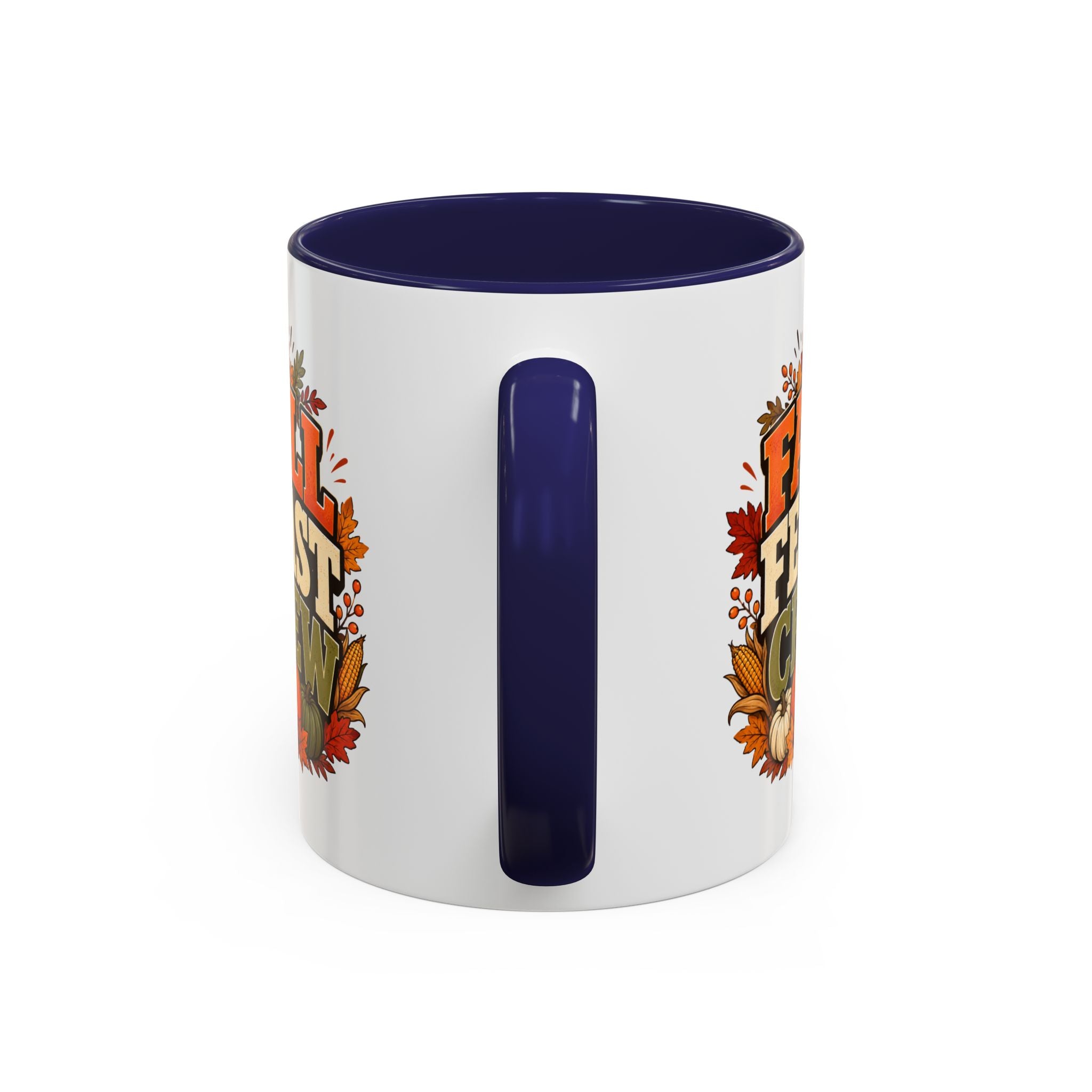 Thanksgiving Mug Fall Feast Crew Coffee Mug — Thanksgiving Pumpkin Autumn Leaves Accent Mug