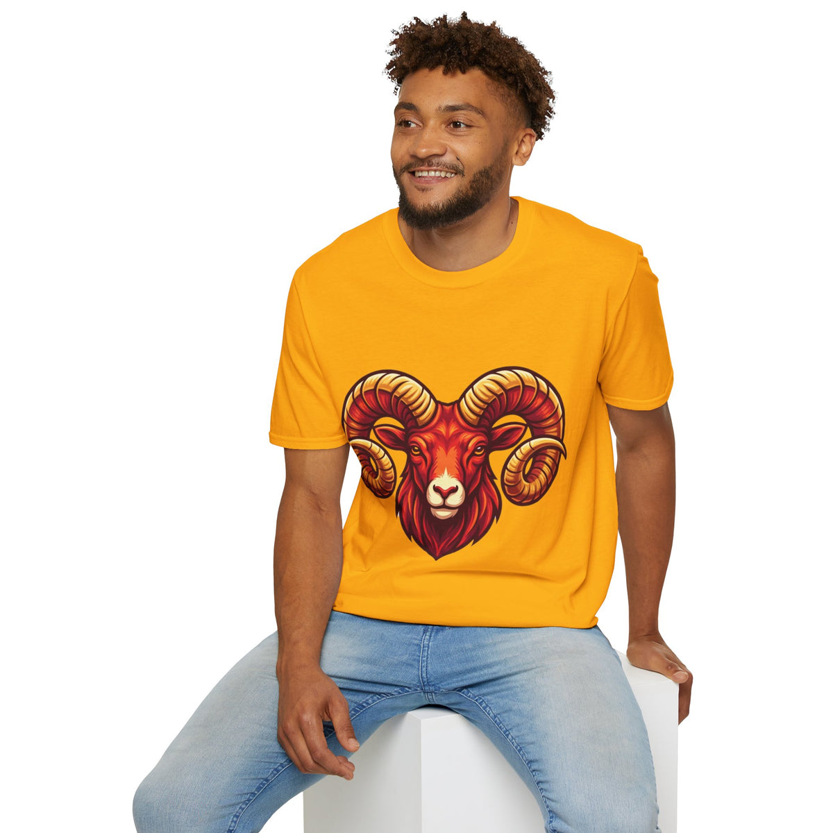 Aries Zodiac Ram Skull T-Shirt — Bold Goat Horn Graphic Tee (Aries/Zodiac)