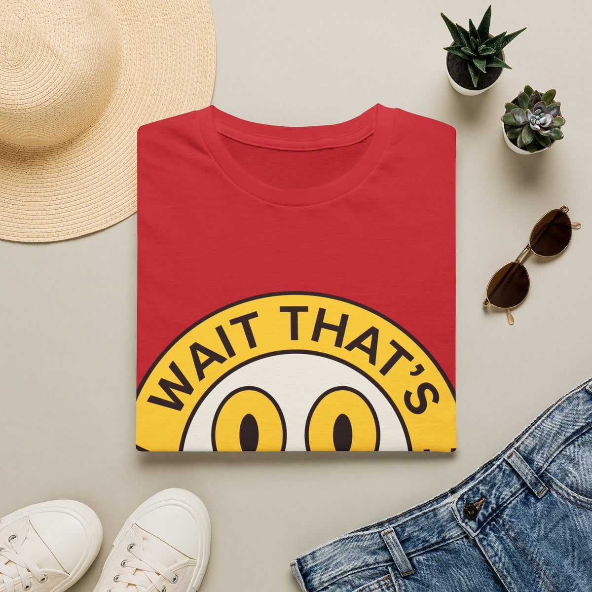 "Wait That's Actually Insane" Yellow Cartoon Face Graphic Tee - Trending Now - September 2026