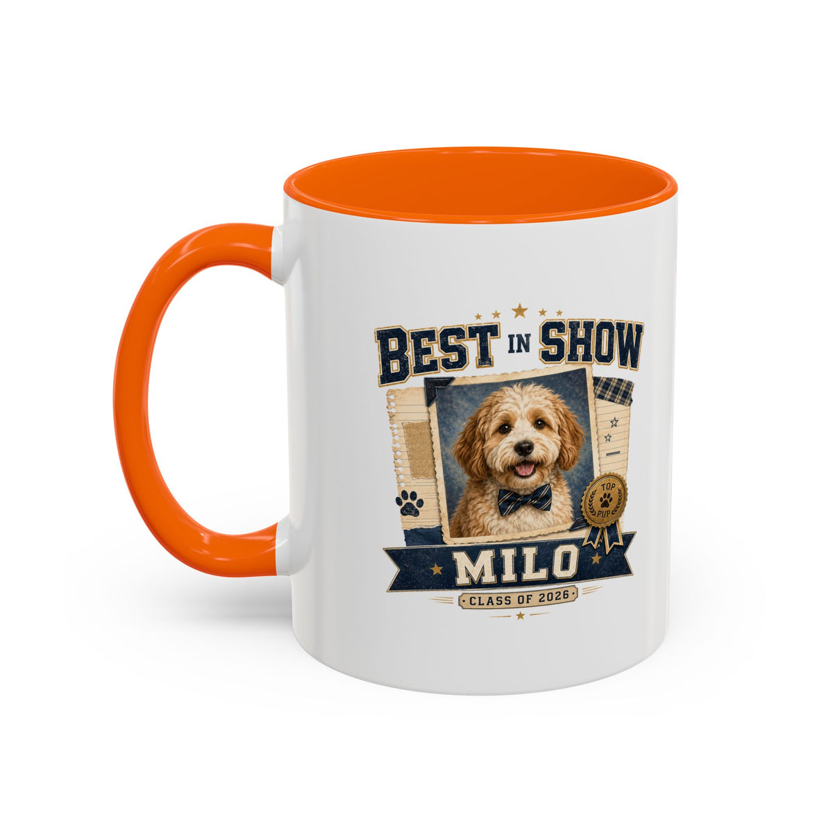 Milo Bailey Dog Dad Mom Best in Show Personalized Dog Mug — "Milo" Photo Accent Coffee Mug