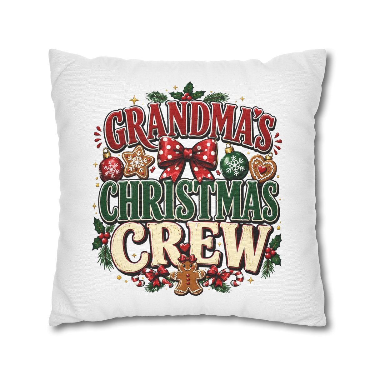 Grandma's Christmas Crew Holiday Pillowcase — Festive Family Decor