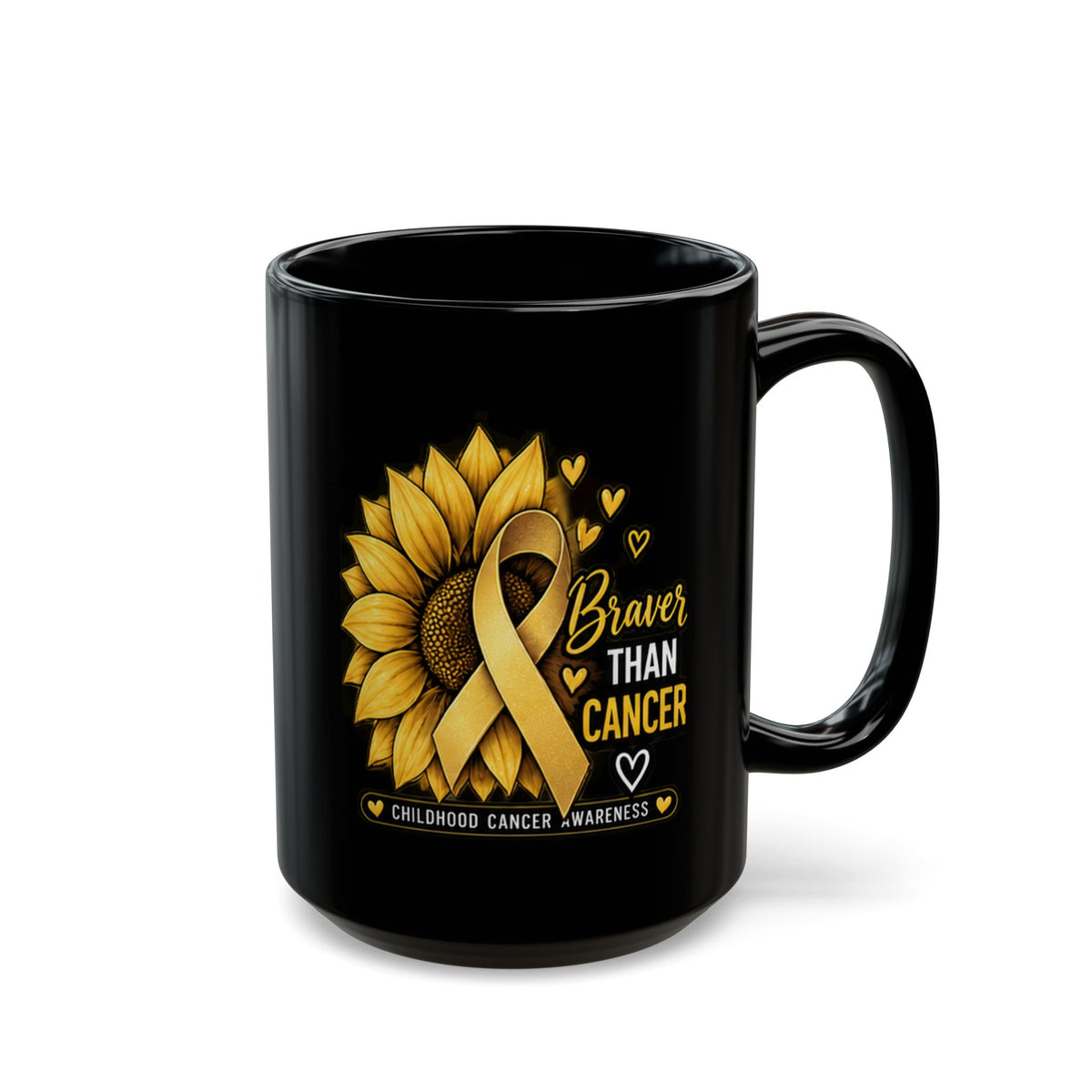 Braver Than Childhood Cancer Sunflower Awareness Mug