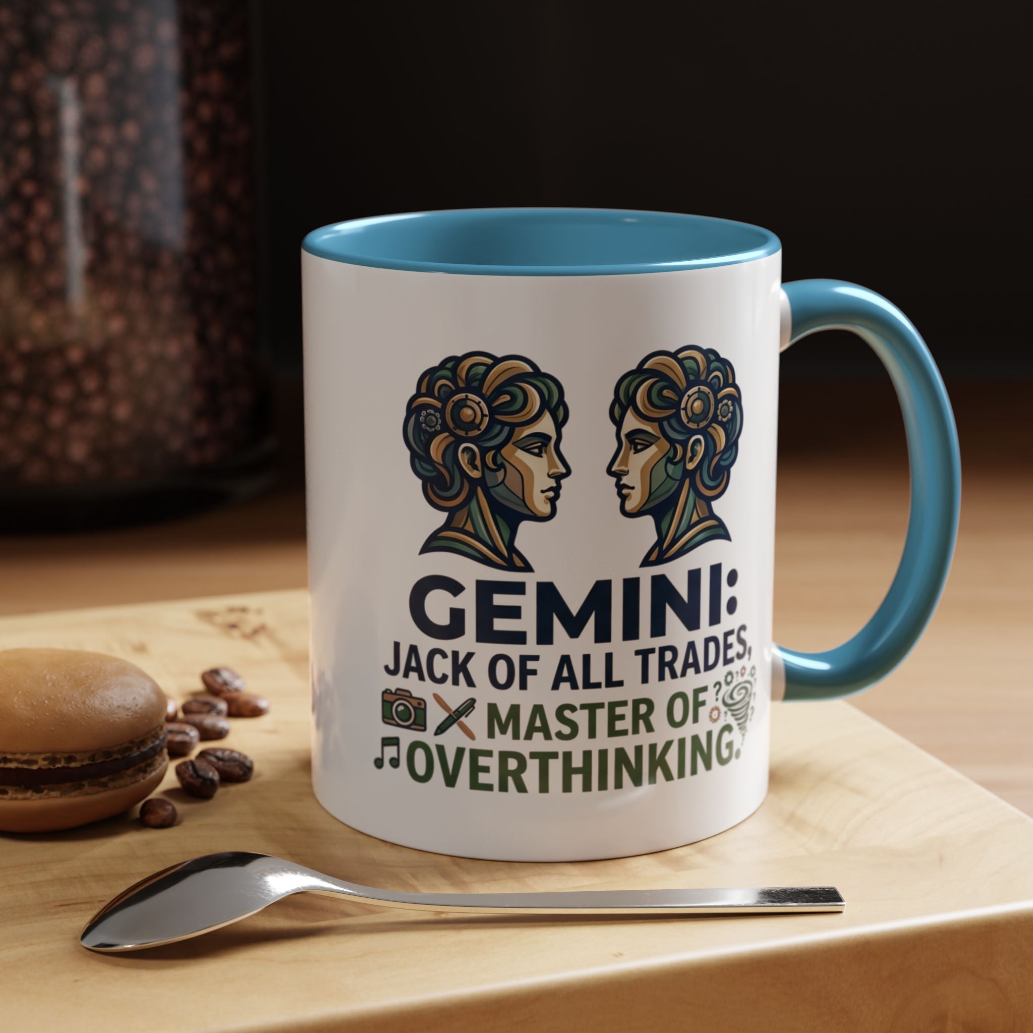 Gemini Coffee Mug – “Jack of All Trades, Master of Overthinking” Zodiac Accent Mug