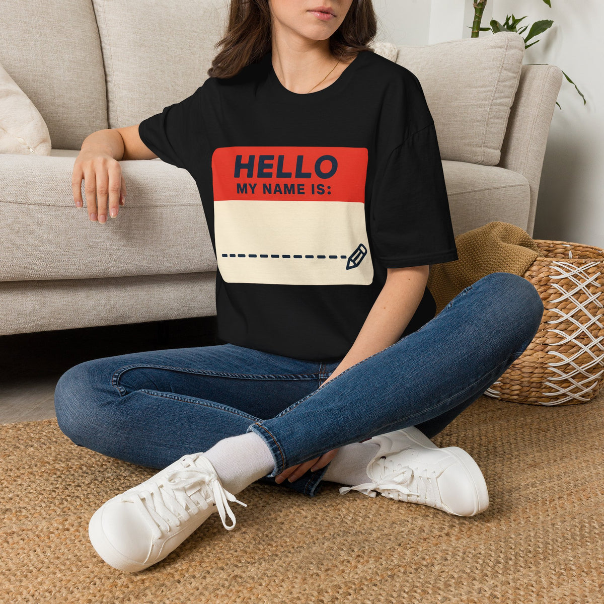 Hello My Name Is Name Tag T-Shirt — Funny Novelty Graphic Tee - Trending Now - August 2026