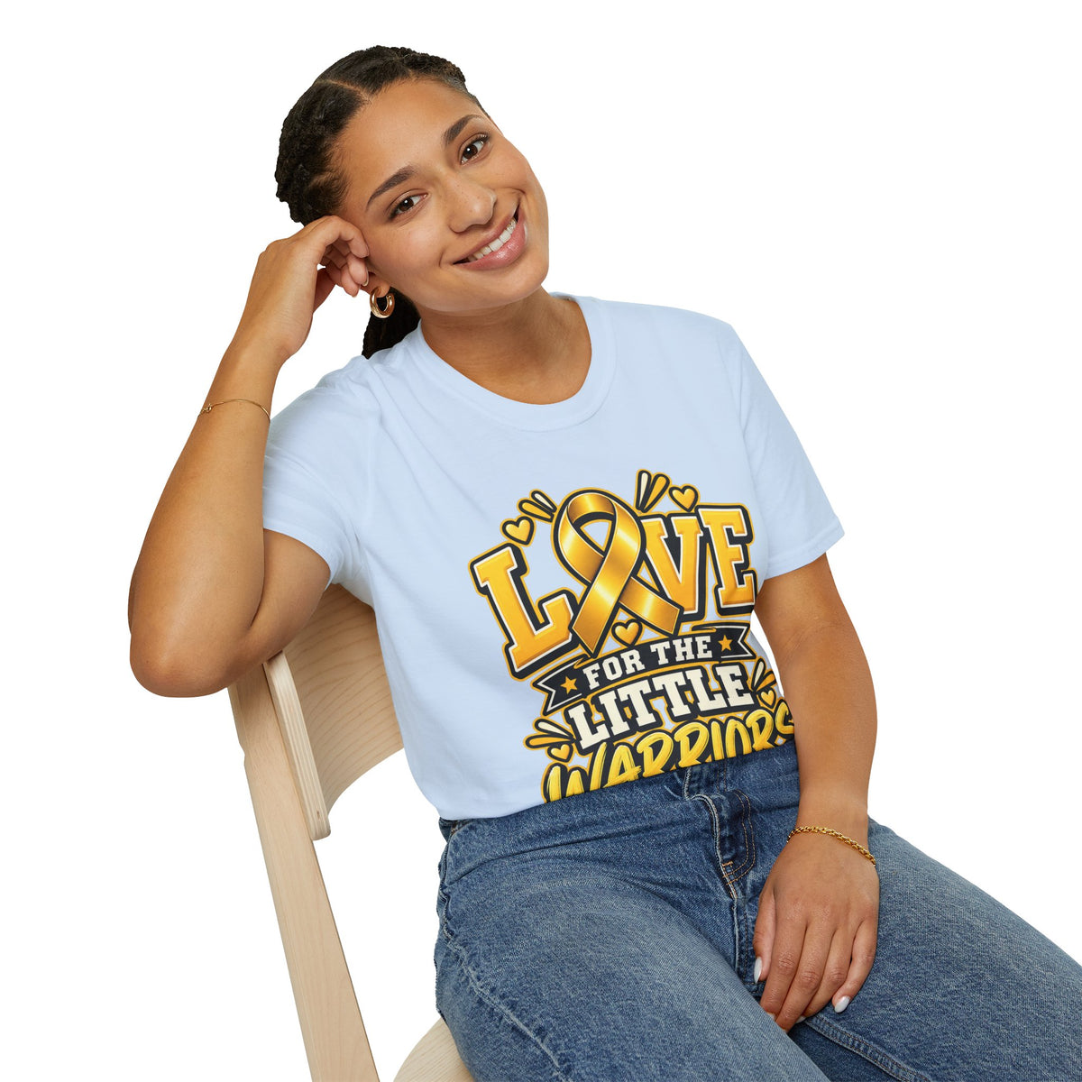 Childhood Cancer Awareness T-Shirt — "Love for the Little Warriors" Yellow Ribbon