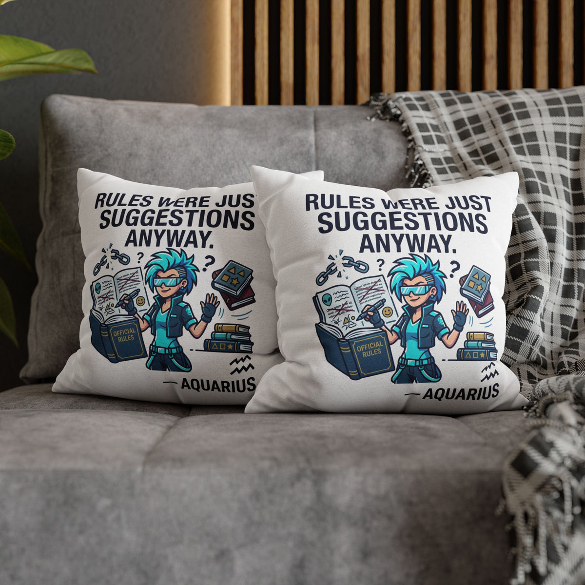 Aquarius Zodiac Spun Polyester Square Pillowcase