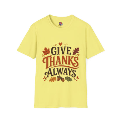 Give Thanks Always Tee — Thanksgiving Fall Leaves Gratitude T-Shirt
