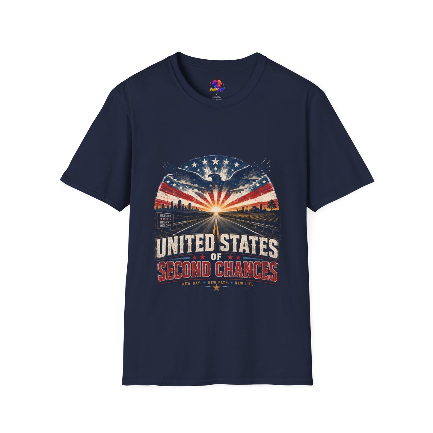 Patriotic Eagle T-Shirt — United States Skyline Vintage Flag Design