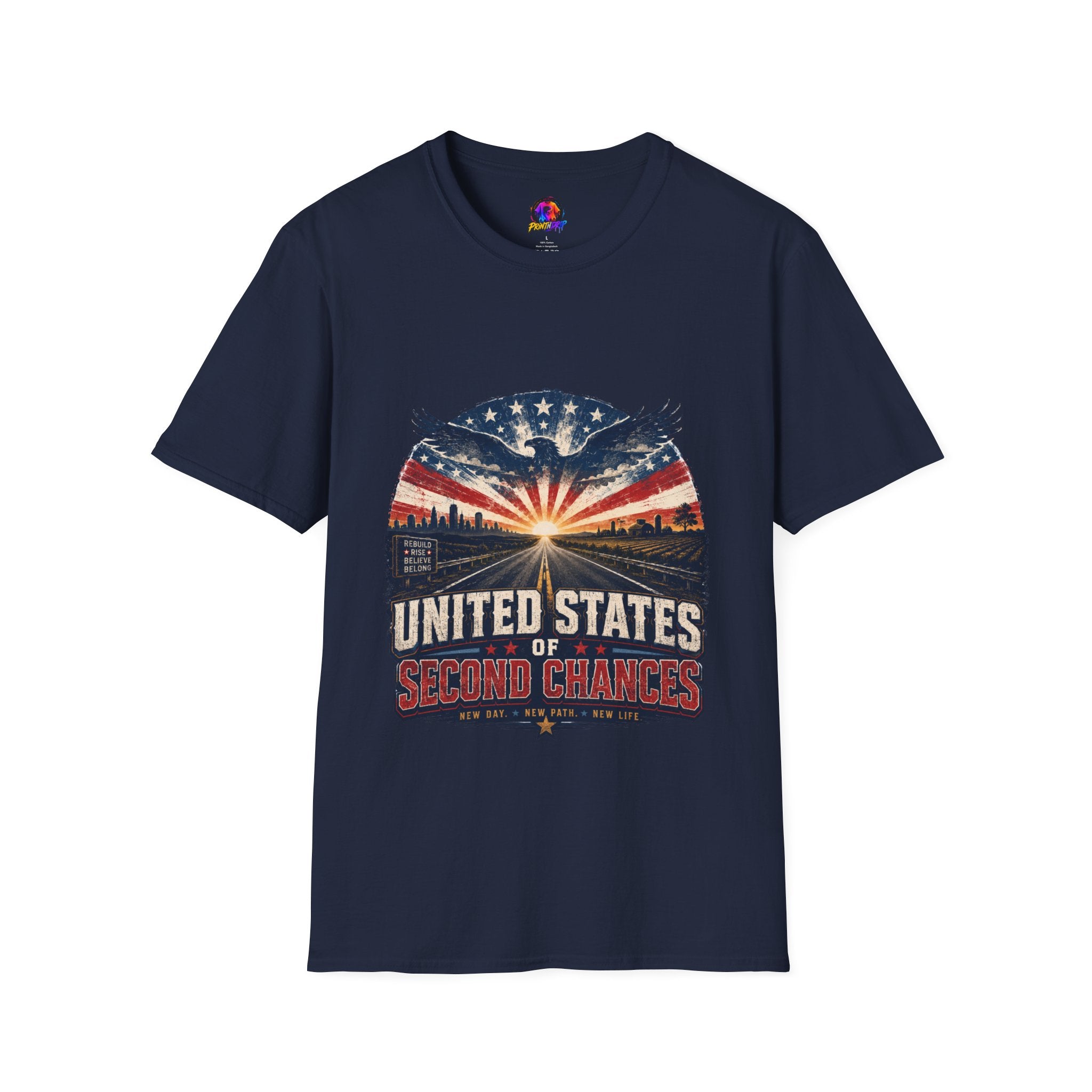 Patriotic Eagle T-Shirt — United States Skyline Vintage Flag Design
