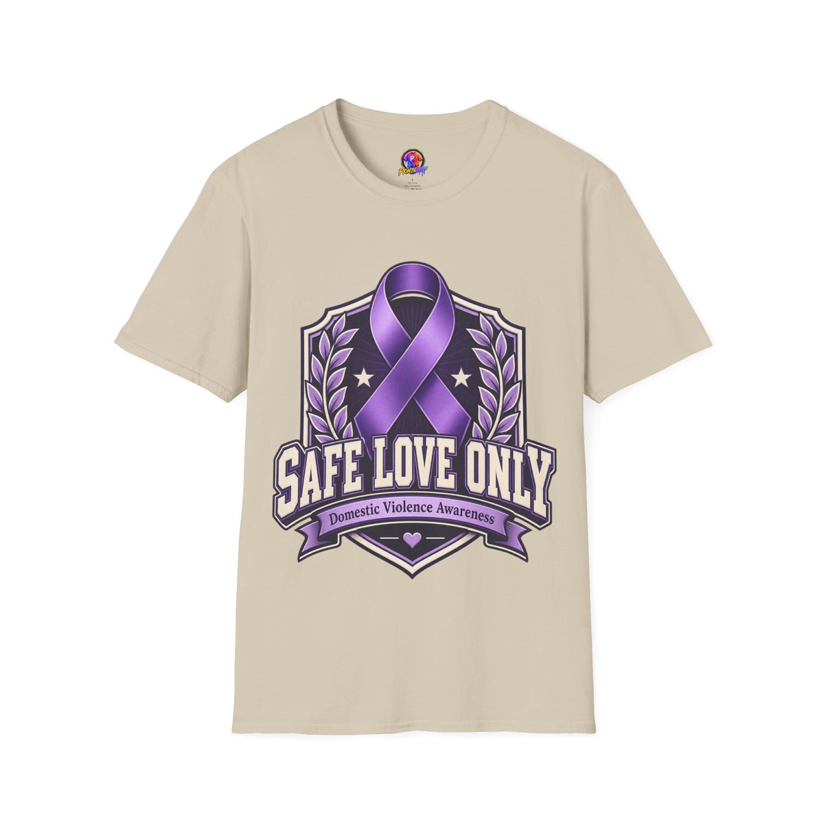 Domestic Violence Awareness T-Shirt — "Safe Love Only" Purple Ribbon Tee