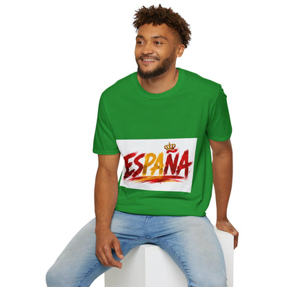 Spain  Graphic T-Shirt — Spanish Flag Brushstroke Design with Crown