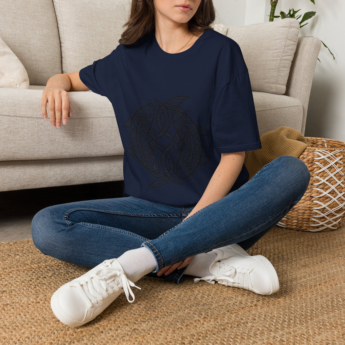 T-Shirt — Intricate Tribal Turtle Line Art Graphic Tee