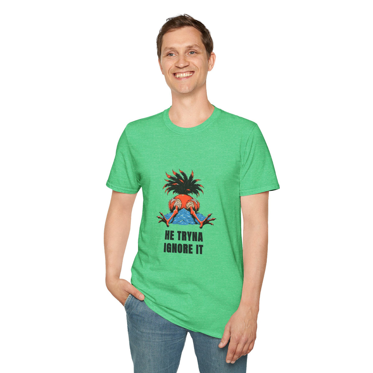 Graphic T-Shirt — 'He Tryna Ignore It' Funny Crab Illustration Tee - Trending Now - August 2026