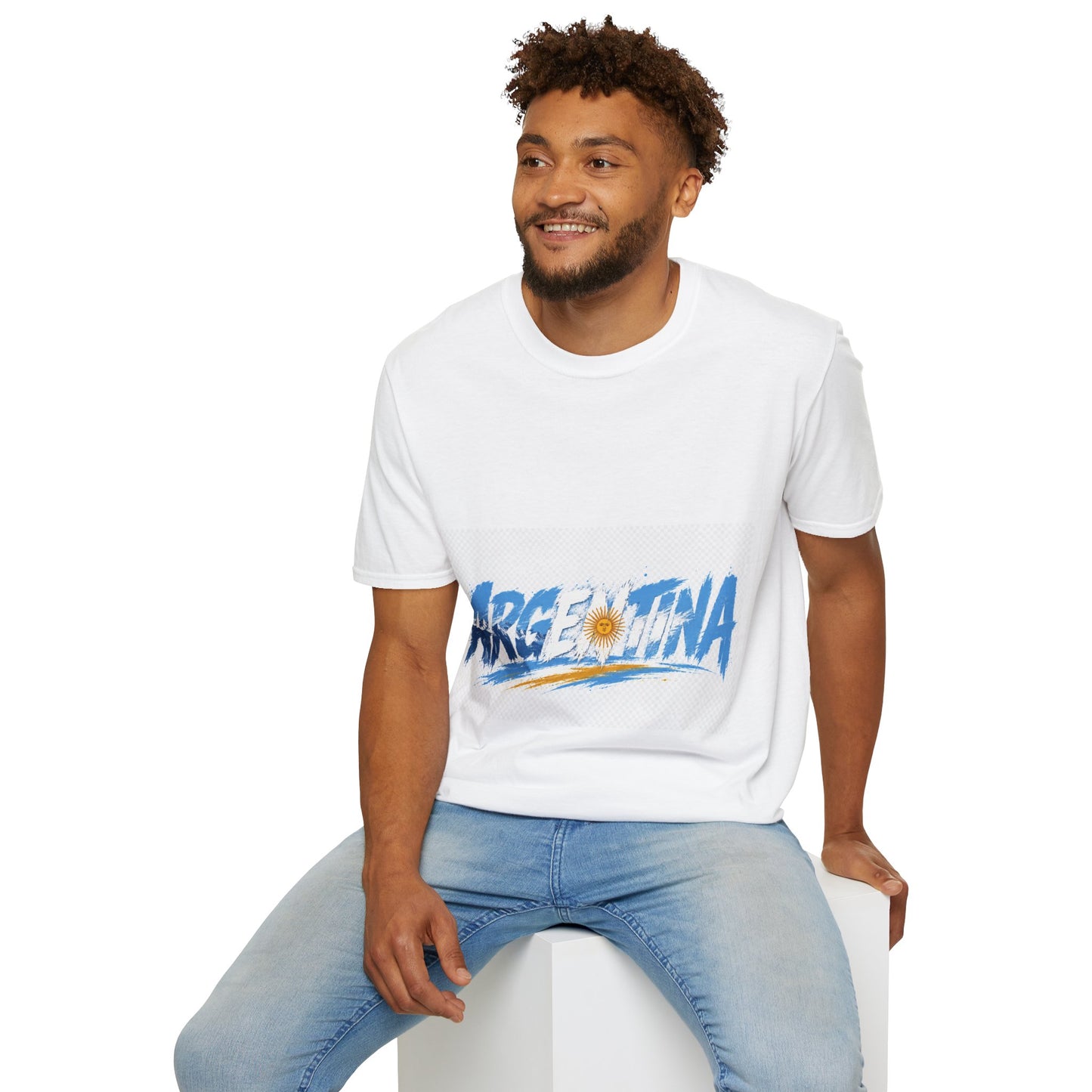 Argentina Graphic T-Shirt — Argentina Typography Tee with Sun & Flag Colors