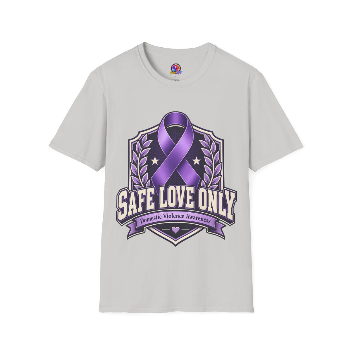Domestic Violence Awareness T-Shirt — "Safe Love Only" Purple Ribbon Tee