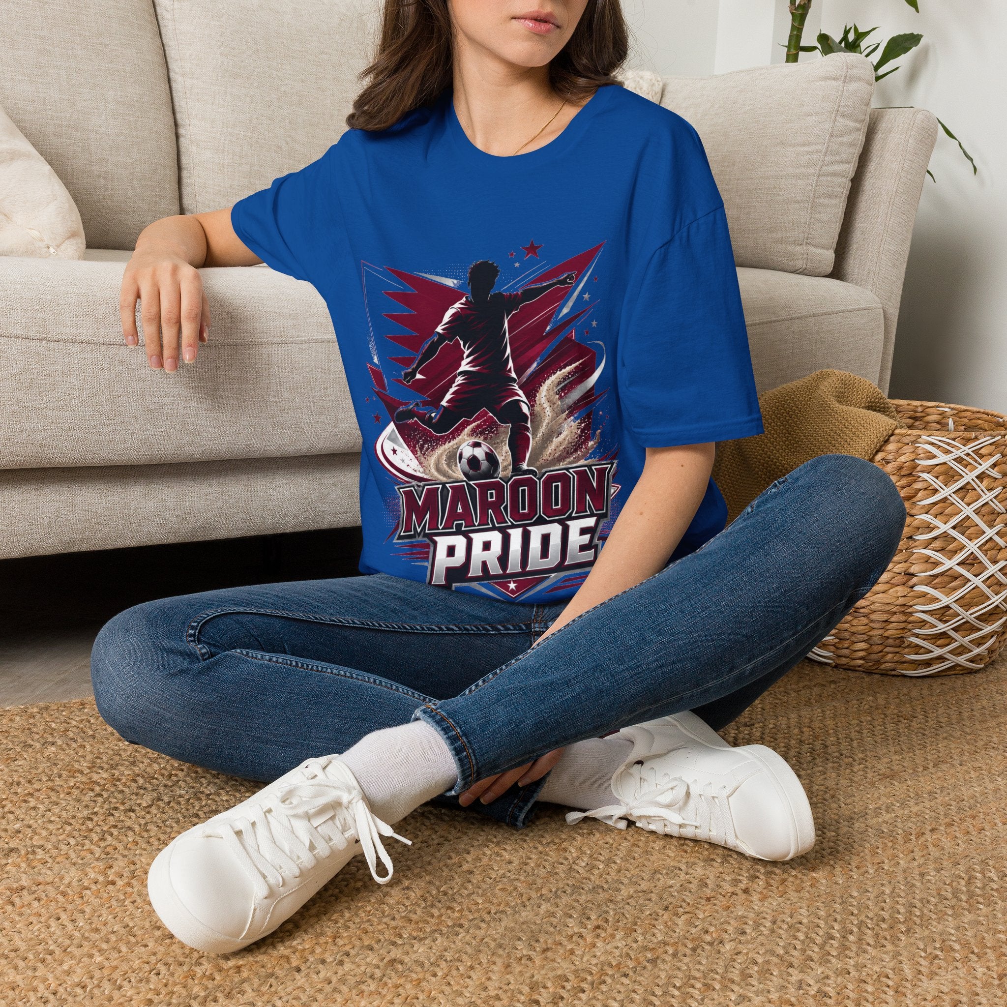 Qatar Maroon Pride Soccer T-Shirt — Silhouette Player Graphic Tee