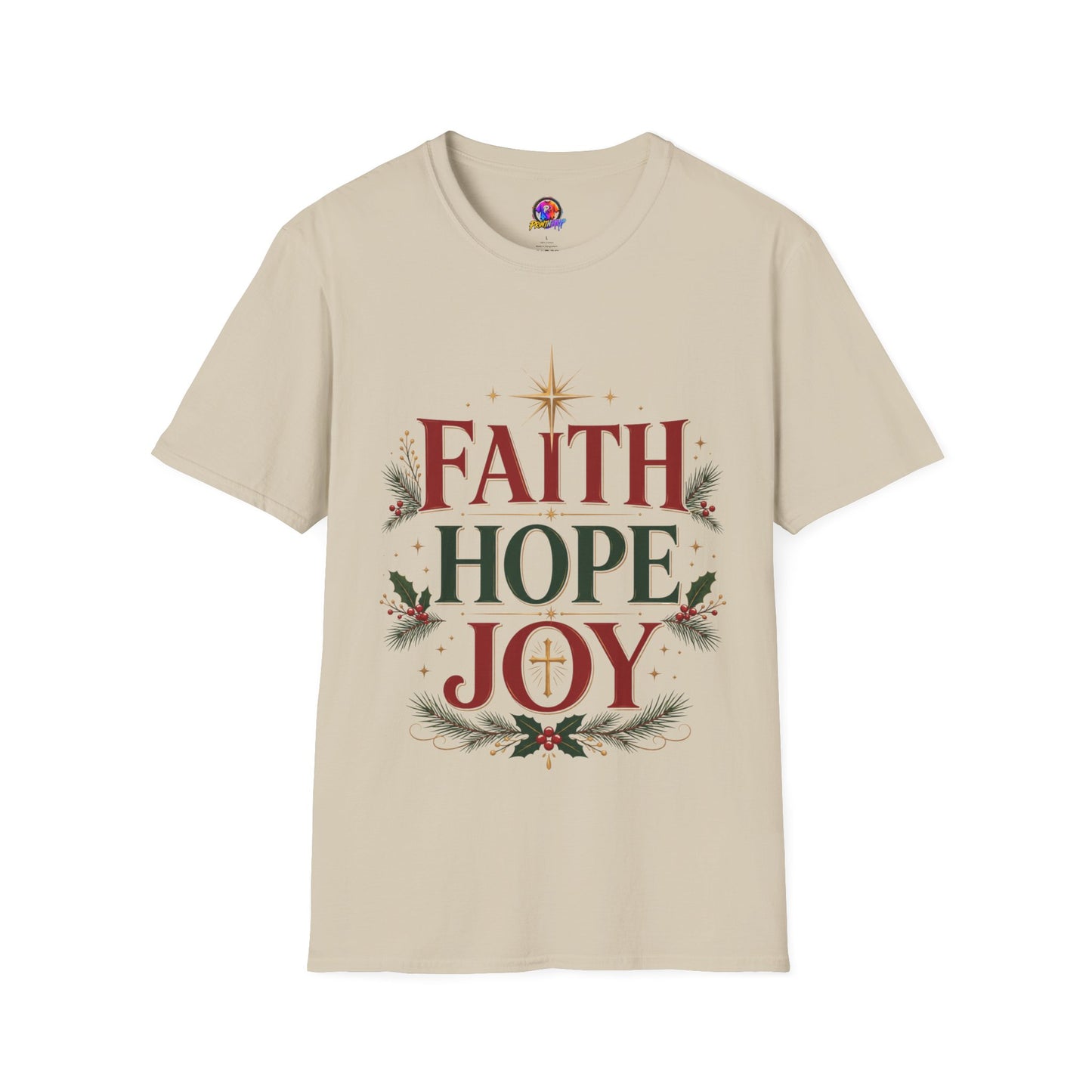 Faith Hope Joy Christmas T-Shirt — Holiday Nativity Inspirational Tee