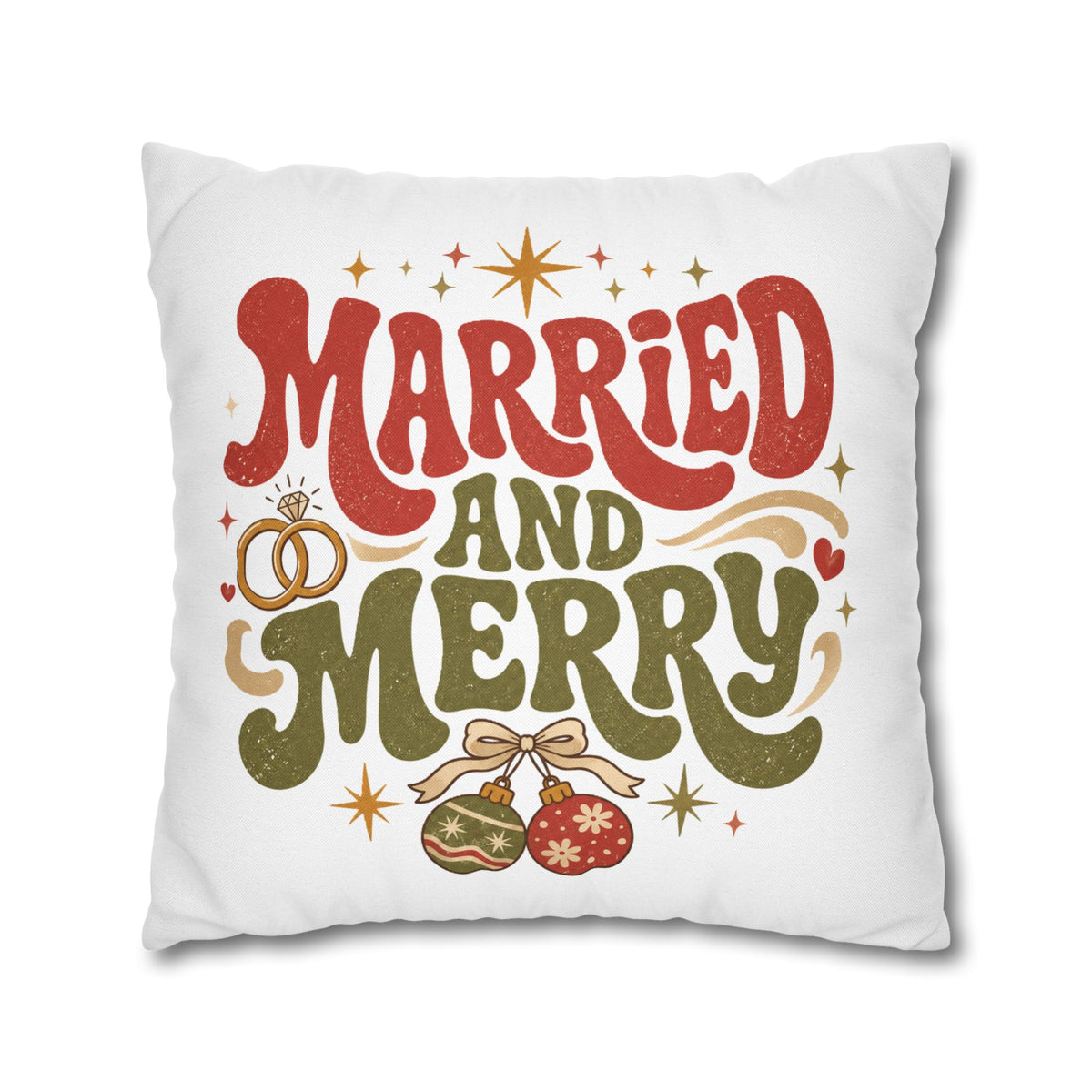Christmas Married and Merry Holiday Pillowcase